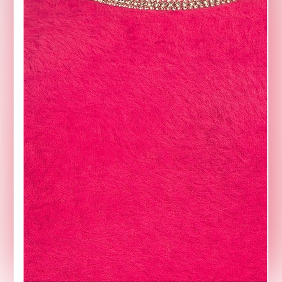 C&V Chelsea & Violet
Fuzzy Rhinestone Neckline Sweater Color Fuchsia-Size S NWT - Picture 4 of 10